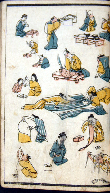 || 鬼灯書房 希少価値　江戸時代の庶民の暮らし　諸職人物画譜　絵手本　12枚セット 諸職人物画譜 (古典籍・絵本 コミカルなイラスト画 絵画
